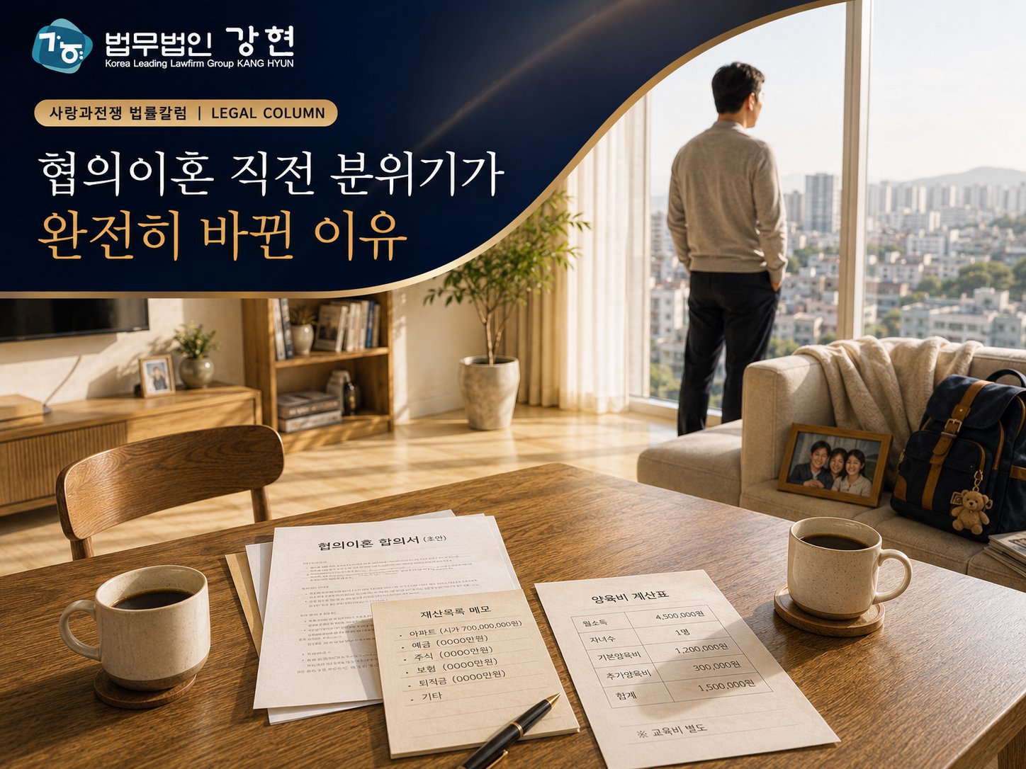 협의이혼 직전 중년 남성이 창밖을 바라보며 생각에 잠긴 뒷모습