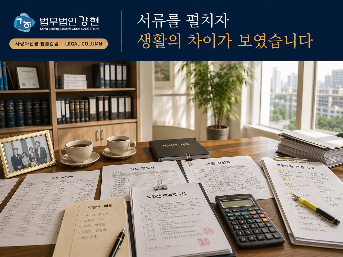 재산분할 서류를 정리하다가 서로의 생활이 달라졌습니다