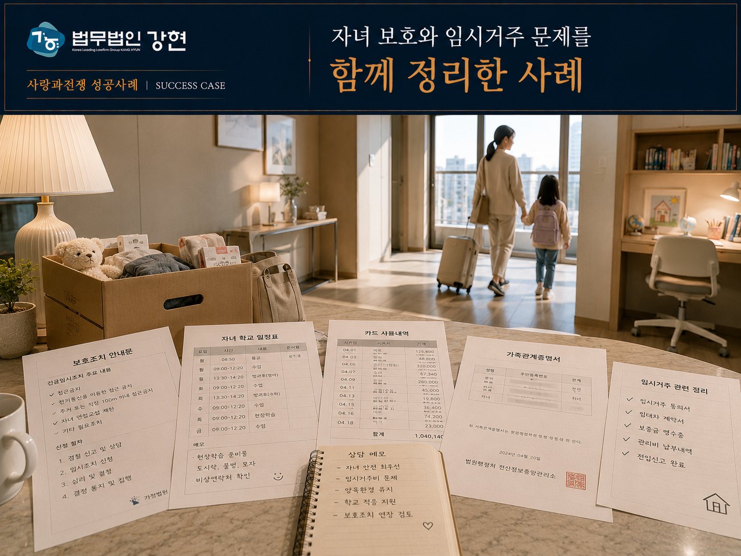 가정폭력 상황 이후 자녀 보호조치와 임시거주 문제를 함께 정리한 사례