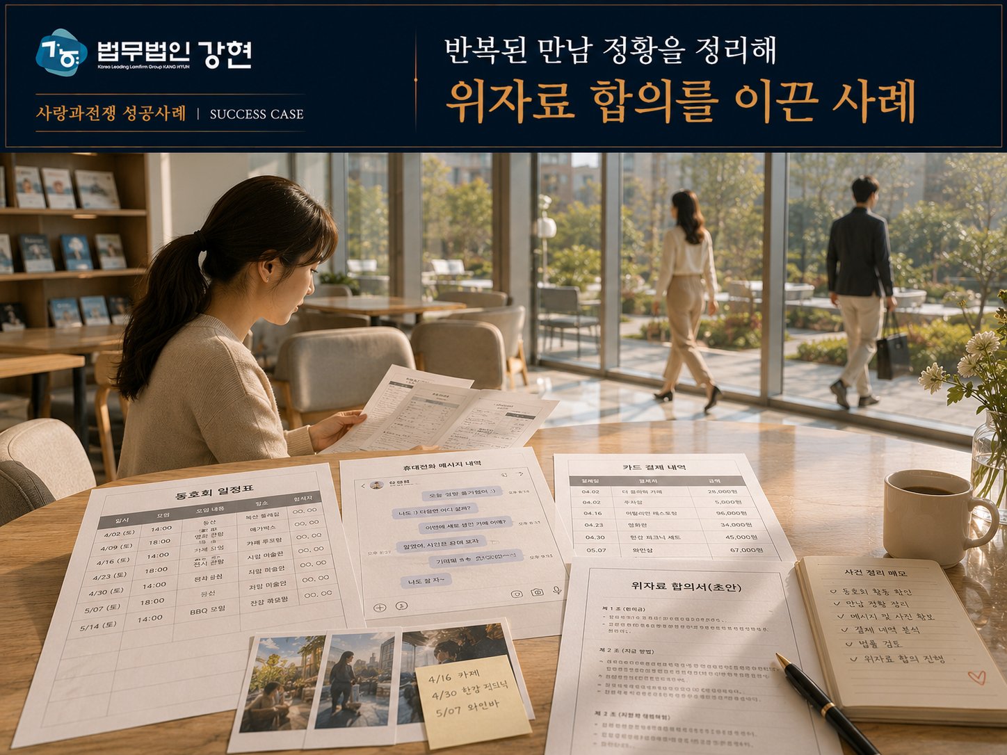 상간자소송 | 배우자의 동호회 활동 중 외도 정황을 입증해 위자료 합의를 이끈 사례