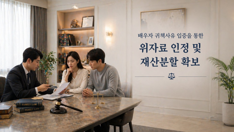 배우자 귀책사유 입증을 통한 위자료 인정 및 재산분할 확보 사례