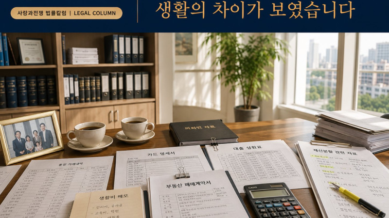 재산분할 서류를 정리하다가 서로의 생활이 달라졌습니다